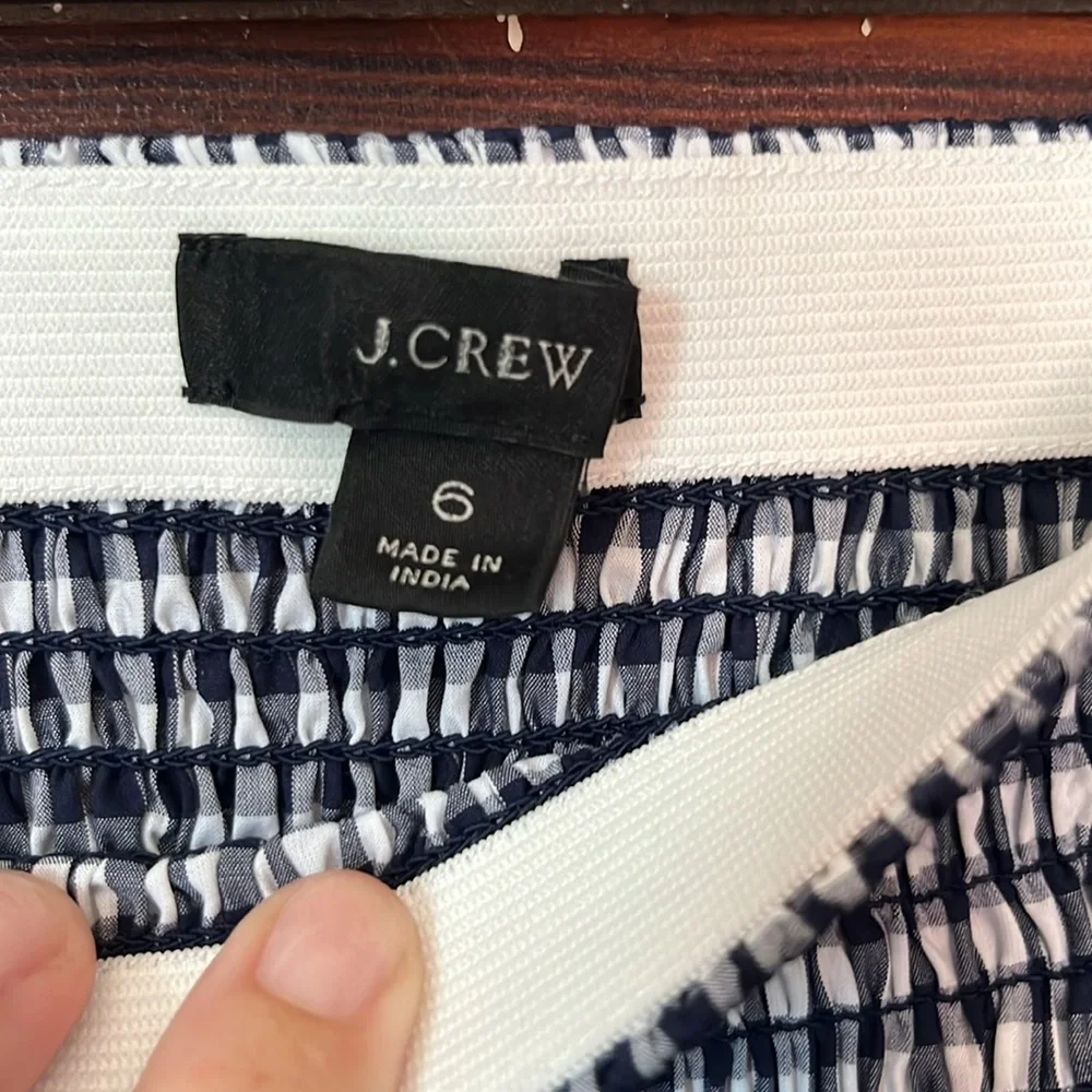 J Crew Smocked midi skirt in gingham size 6